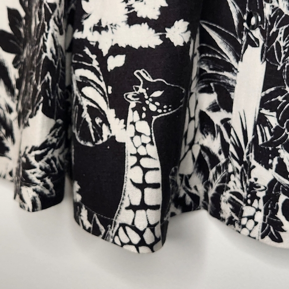 Grace Elements Skirt Women 6 A Line Linen Blend White Black Jungle Print Giraffe - Picture 7 of 15